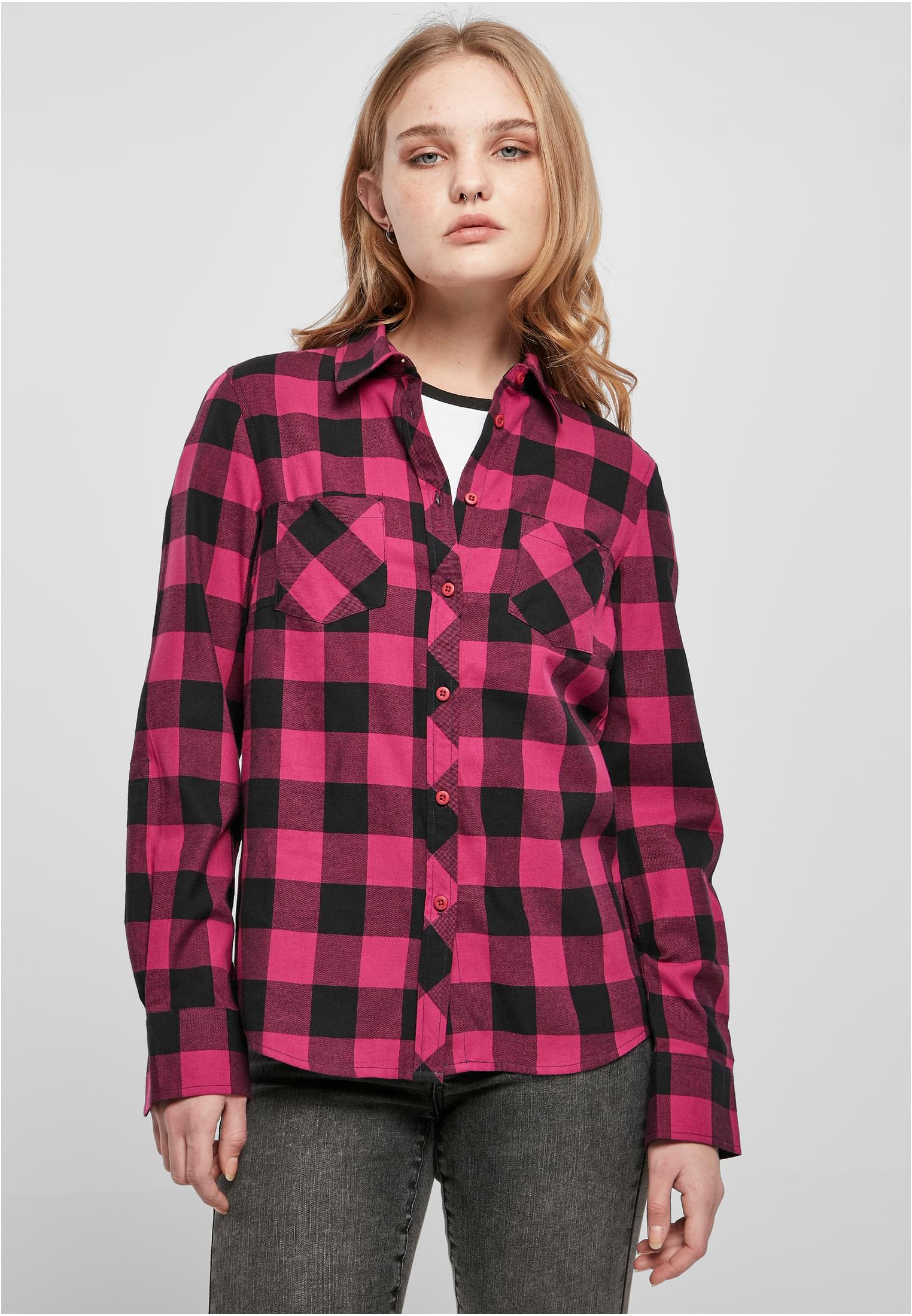 Γυναικείο Καρό Φανελένιο Πουκάμισο TB1280 Urban Classics Wildviolet/Black
