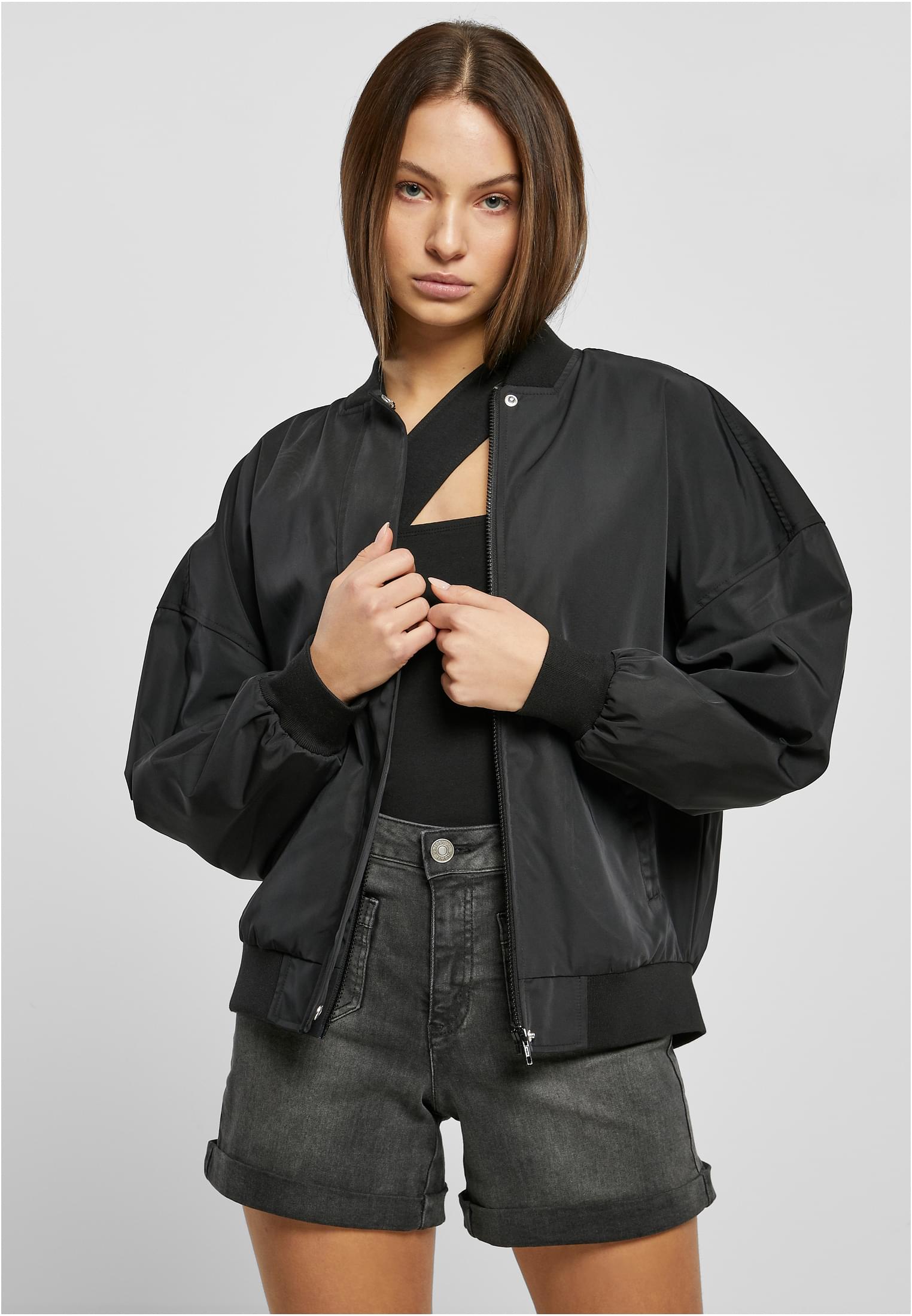 Ladies Recycled Oversized Light Bomber Jacket Urban Classics TB5488-00007 black