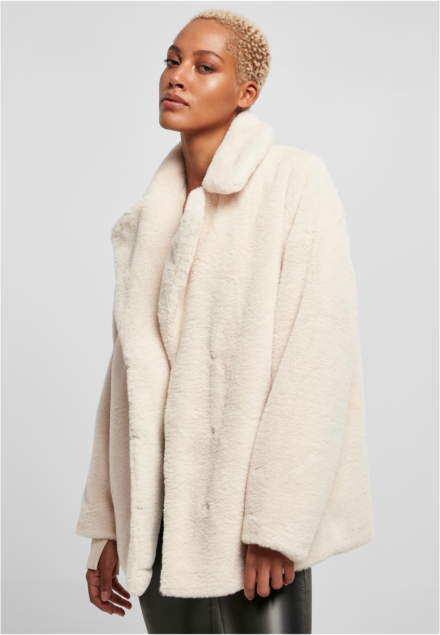 Ladies Lapel Teddy Jacket Urban Classics TB5434-02903 whitesand