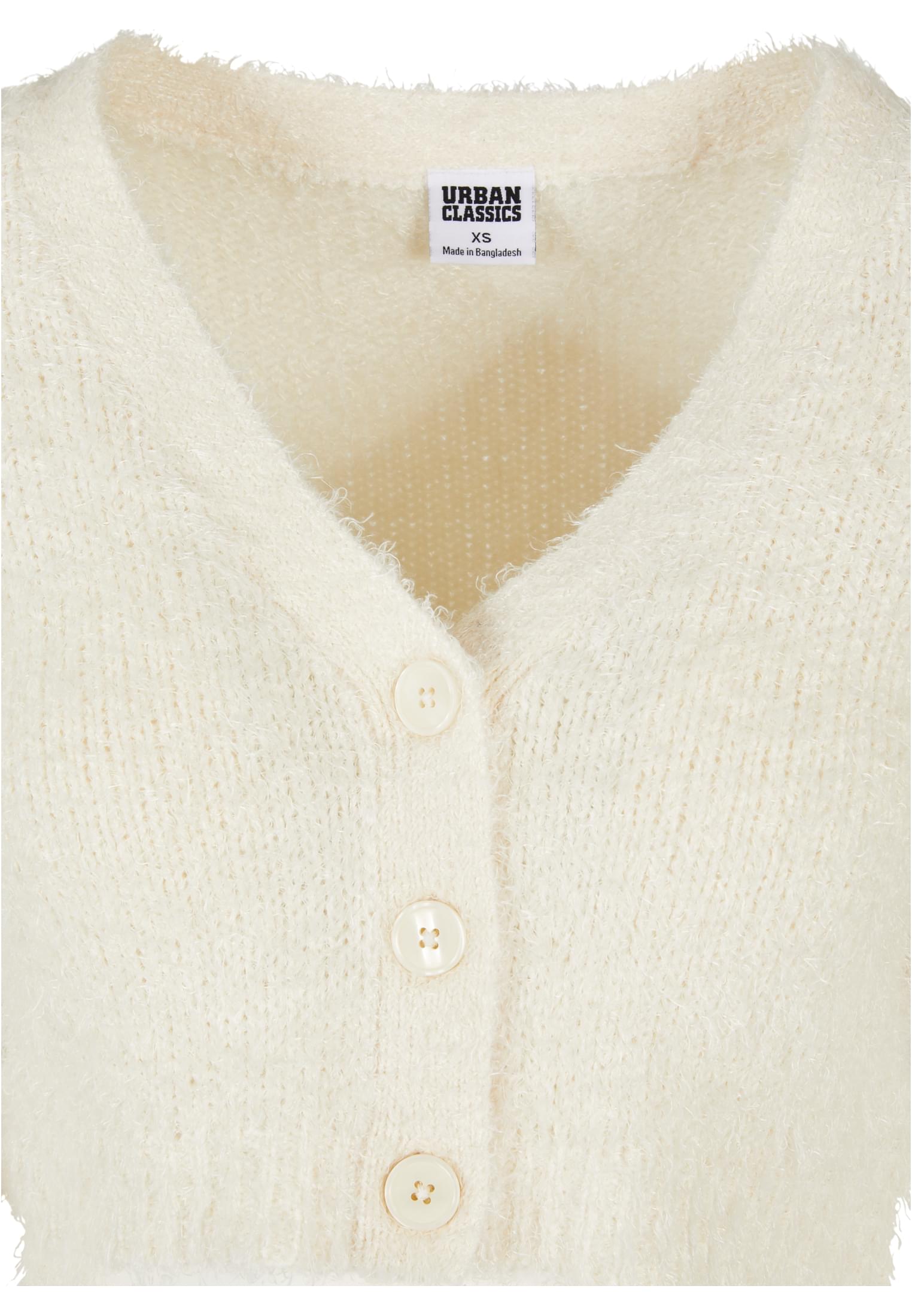 Ladies Cropped Feather Cardigan Urban Classics TB5440-02903 whitesand