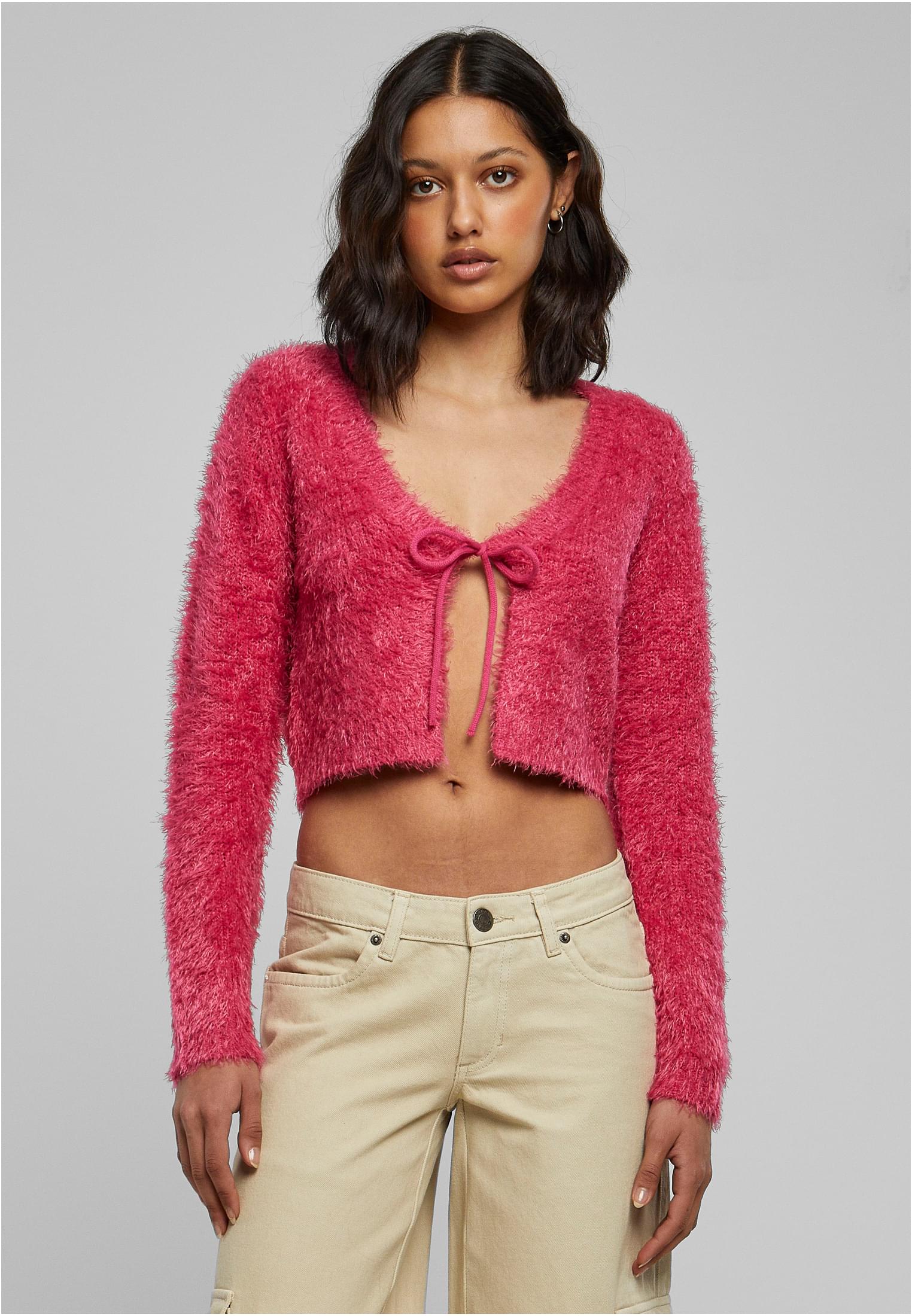 Ladies Tied Cropped Feather Ζακέτα Urban Classics TB6082-06989 hibiskuspink