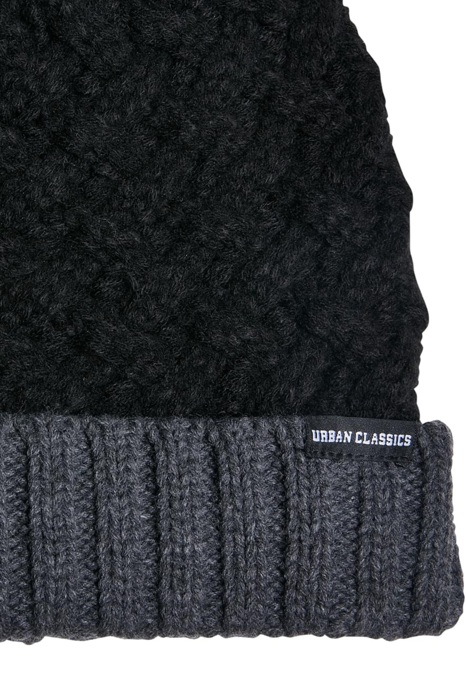 Braid Knit Beanie Urban Classics Tb5863-03072 Black Heathergrey αξεσουάρ Σκούφοι Simple Wear