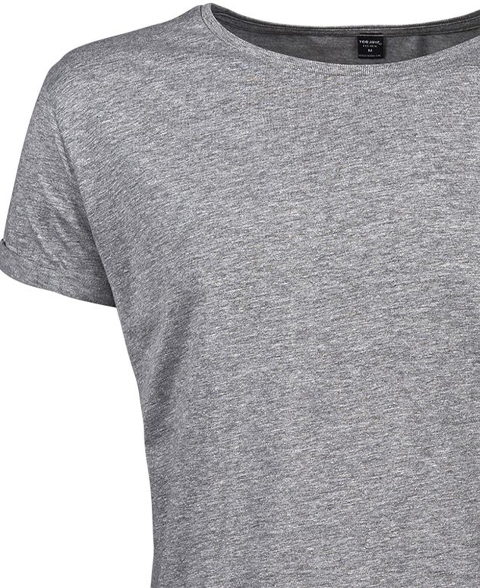 T-Shirt Roll-Up 5062 Tee Jays Heather Grey ανδρικά Basic T-Shirts Simple Wear Μπλουζάκια κοντομάνικα