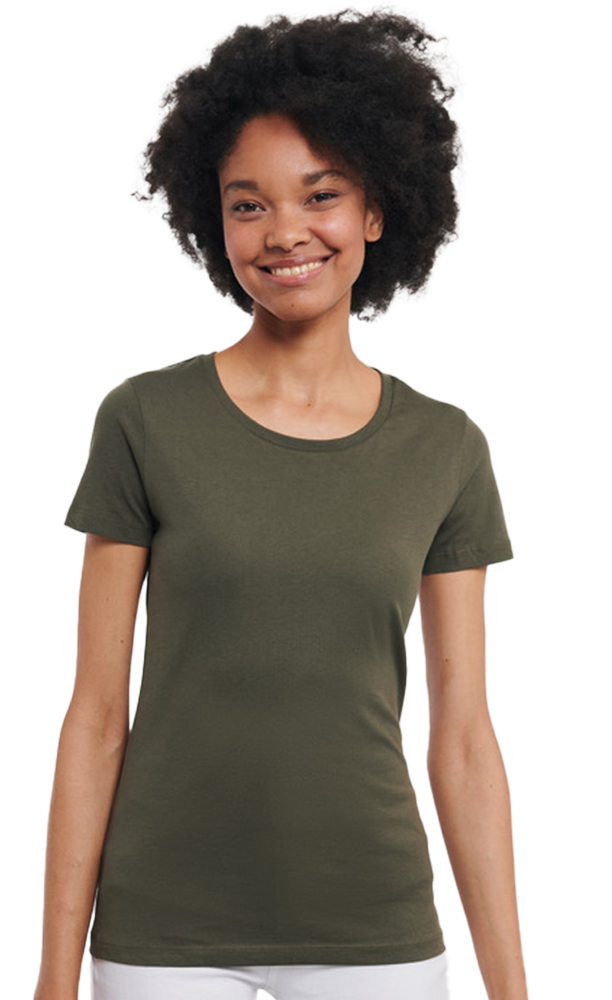 Γυναικείο T-Shirt R-108F-0 Russell Organic White Dark Olive