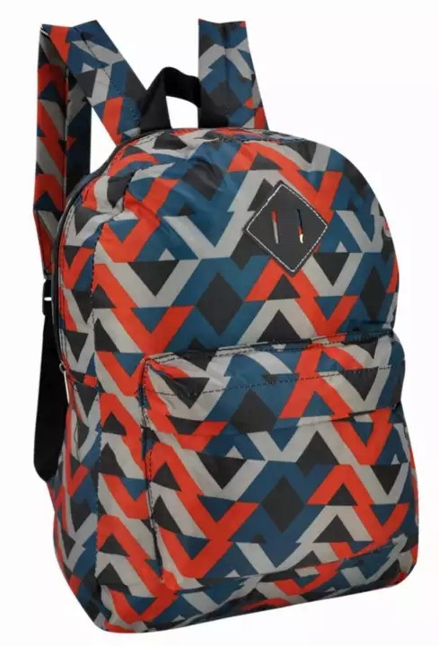 Τσάντα Πλάτης Πολυεστέρα Geometric 30x15x39cm Πολύχρωμο Oem 180621 Εμπριμέ