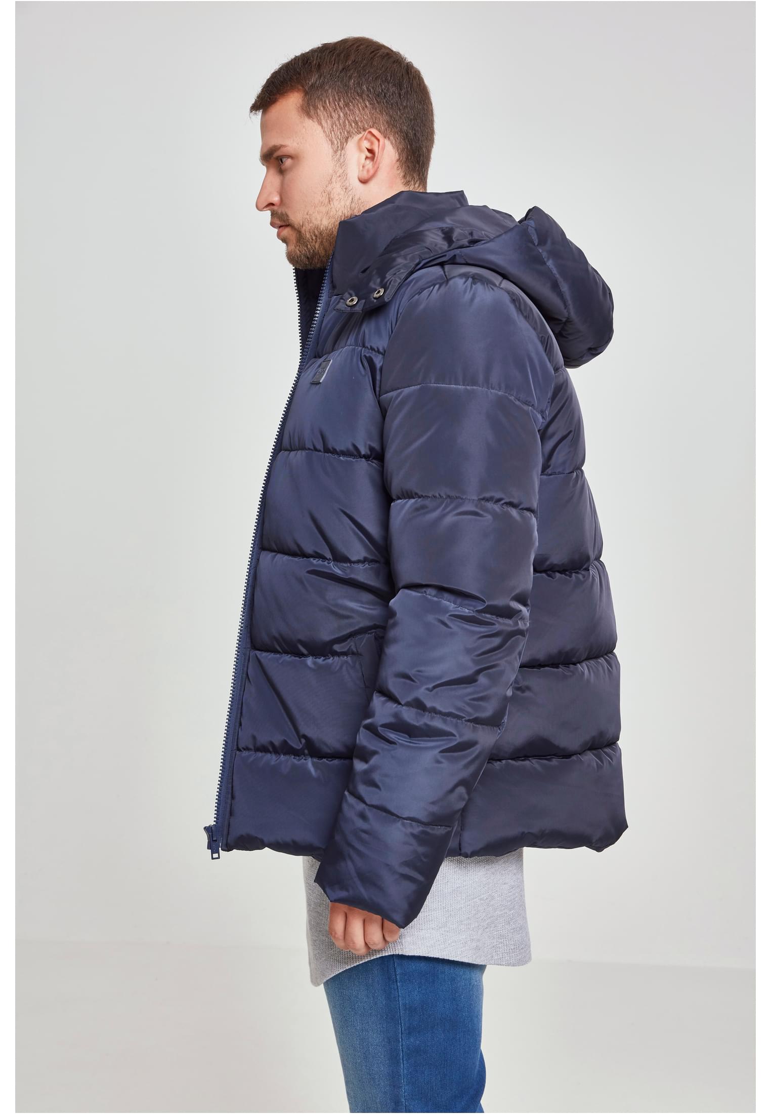 Μπουφάν Puffer με Κουκούλα Tb1807 Urban Classics Plus Size Navy ανδρικά Simple Wear