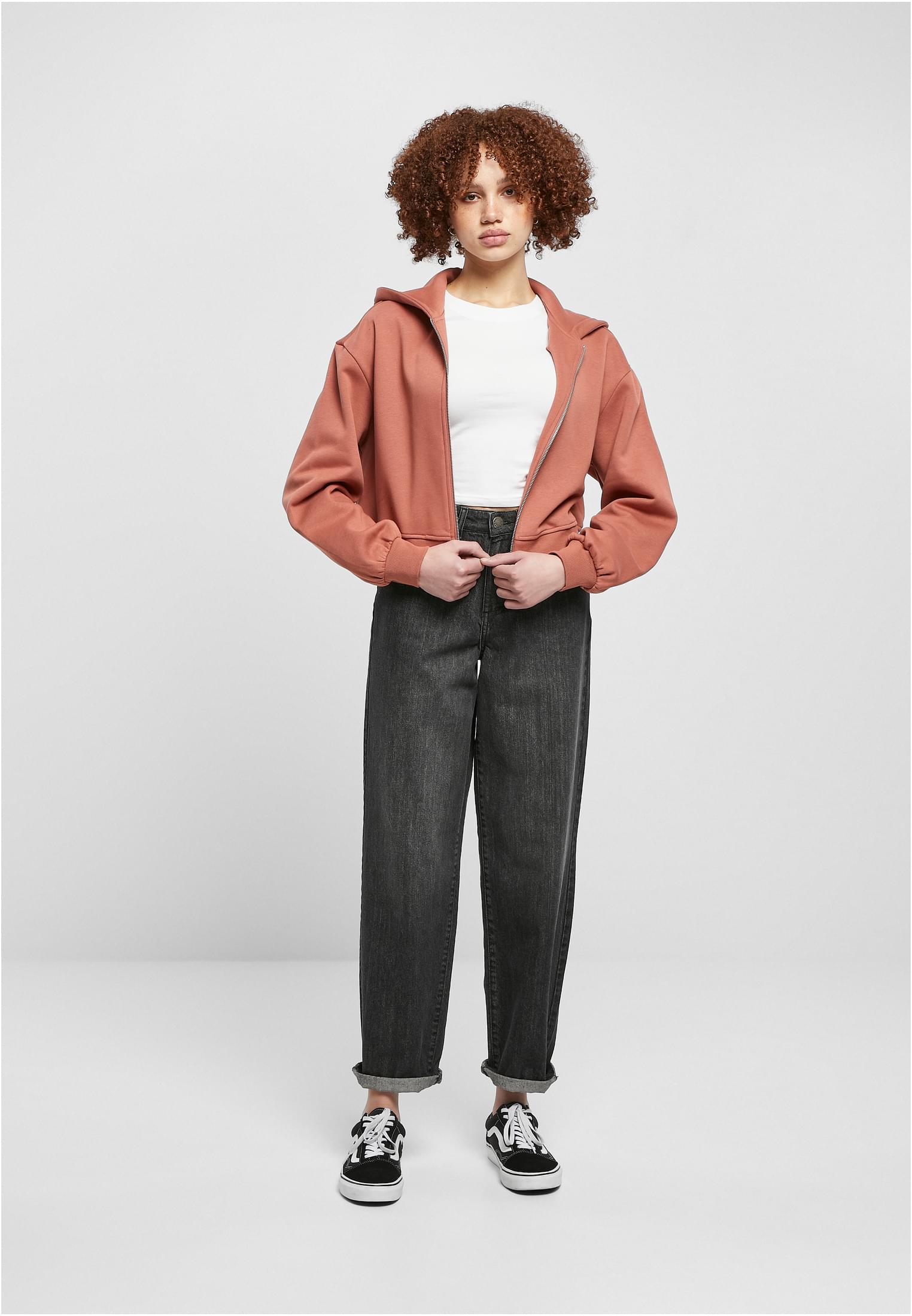 Γυναικείο Κοντό Oversized Ζακέτα με Φερμουάρ TB4766 Urban Classics Curvy Terracotta