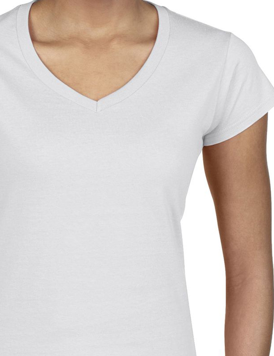 Γυναικείο T-Shirt με V-Neck 64V00L Gildan Softstyle White