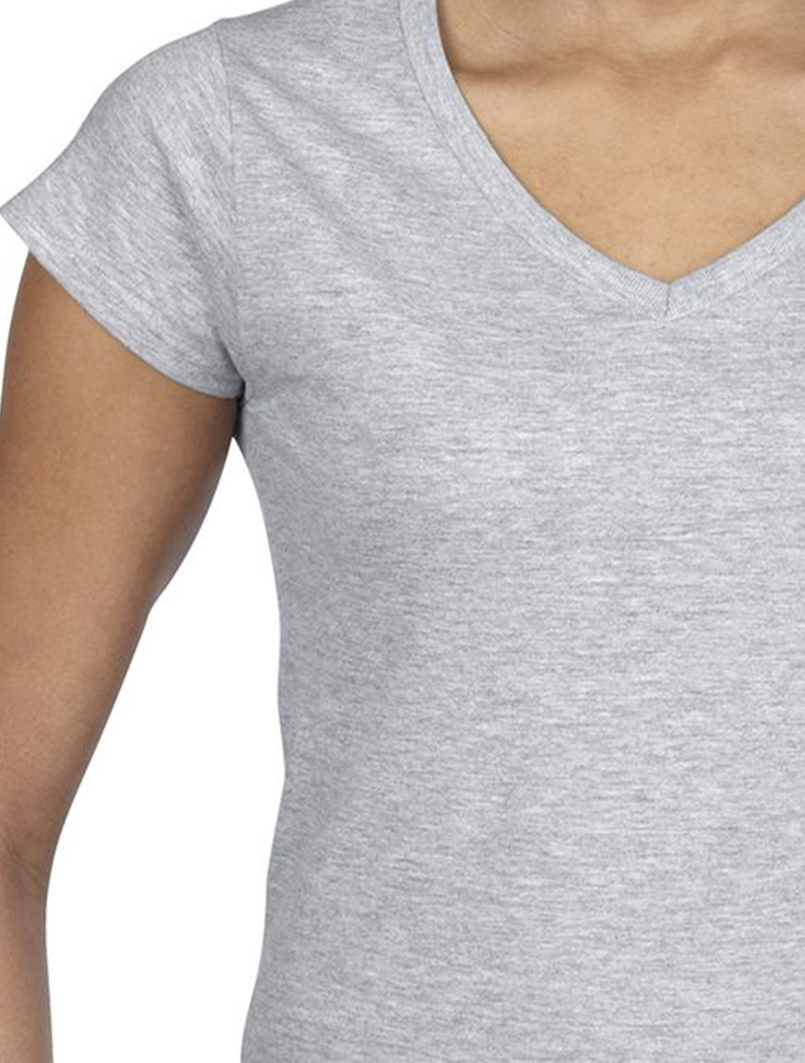 Γυναικείο T-Shirt με V-Neck 64V00L Gildan Softstyle Sport Grey