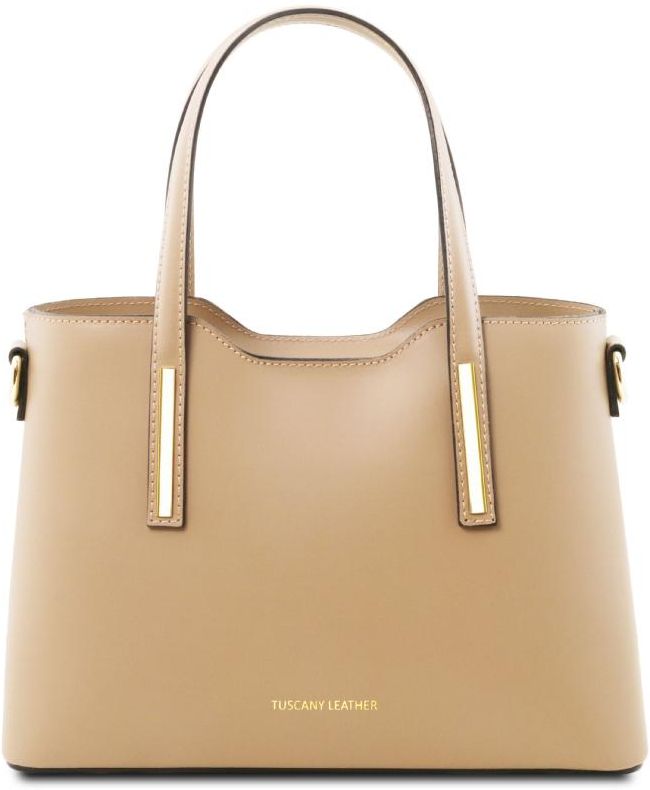 Γυναικεία Τσάντα Δερμάτινη TL141521 Tuscany Leather Olimpia S Σαμπανιζέ Χρυσό