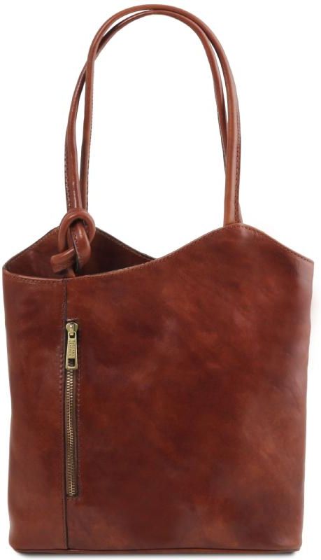 Tuscany Leather Γυναικεία Τσάντα Δερμάτινη Πλάτης & Ώμου TL141497 Tuscany Leather Patty Καφέ