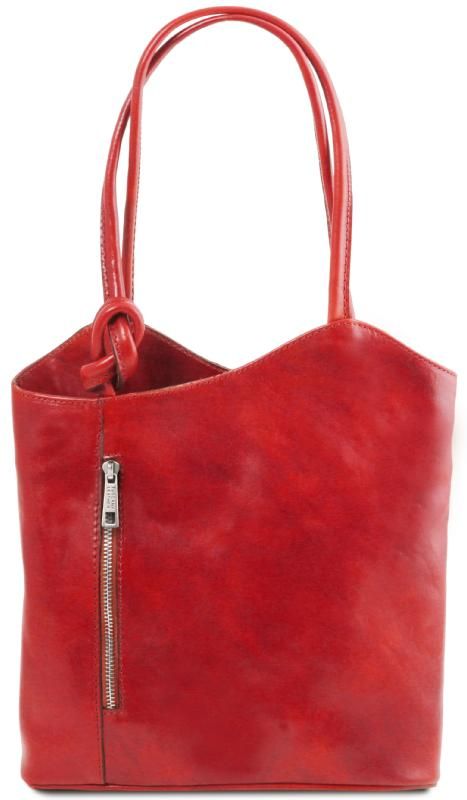 Tuscany Leather Γυναικεία Τσάντα Δερμάτινη Πλάτης & Ώμου TL141497 Tuscany Leather Patty Κόκκινο