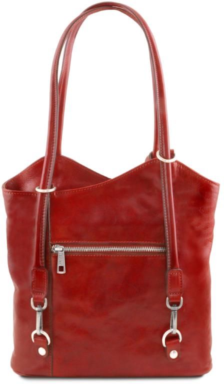 Tuscany Leather Γυναικεία Τσάντα Δερμάτινη Πλάτης & Ώμου TL141497 Tuscany Leather Patty Κόκκινο - 4