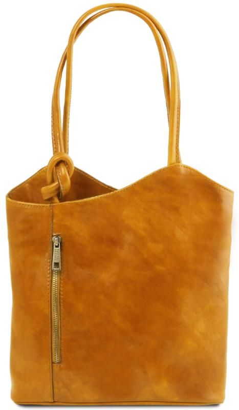Tuscany Leather Γυναικεία Τσάντα Δερμάτινη Πλάτης & Ώμου TL141497 Tuscany Leather Patty Κίτρινο