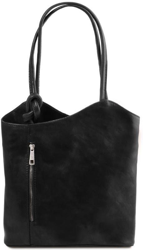 Tuscany Leather Γυναικεία Τσάντα Δερμάτινη Πλάτης & Ώμου TL141497 Tuscany Leather Patty Μαύρο