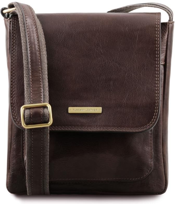 Ανδρικό Τσαντάκι Crossbody TL141407 Tuscany Leather Jimmy Δερμάτινο Καφέ σκούρο