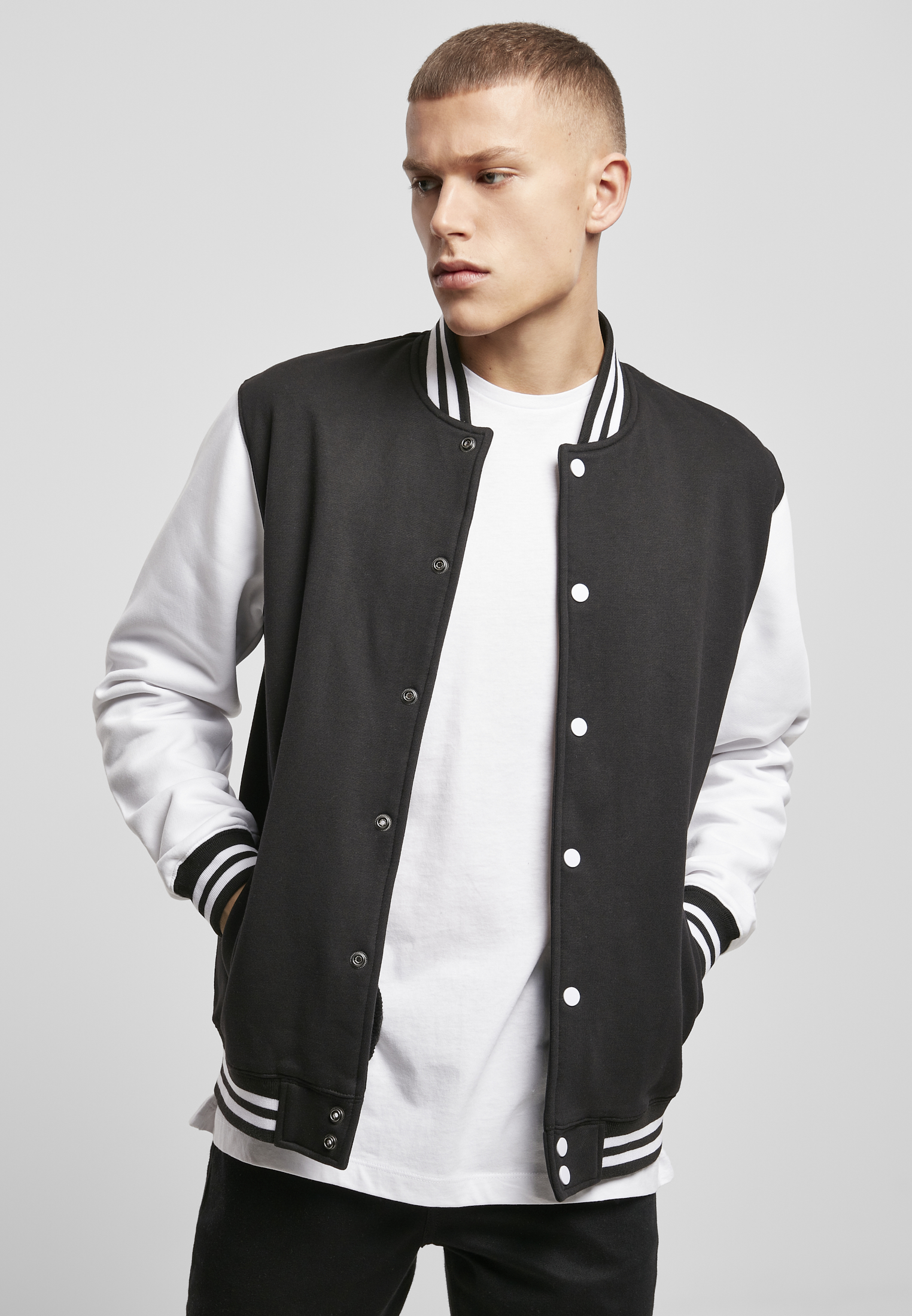 Ζακέτα Φούτερ College BY015 Build Your Brand Black/White blk/wht