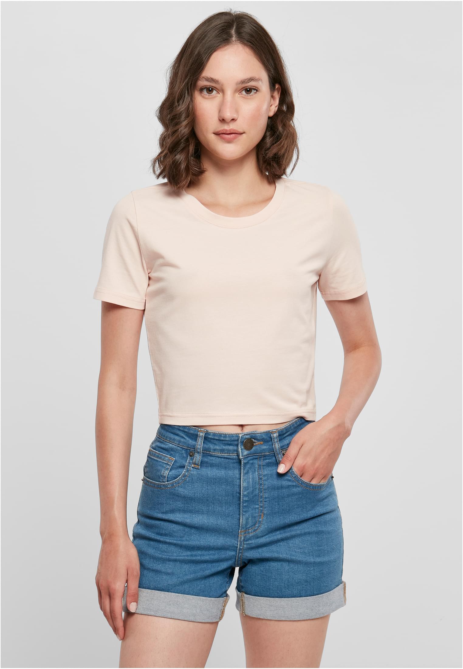 Γυναικείο T-Shirt Cropped BY042 Build Your Brand Black Ροζ