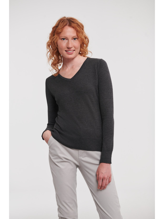 Γυναικείο Πλεκτό Πουλόβερ R-710F-0 Russell V-Neck Charcoal Marl