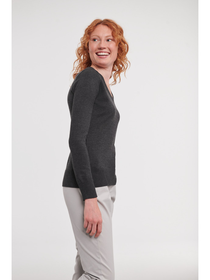 Γυναικείο Πλεκτό Πουλόβερ R-710F-0 Russell V-Neck Charcoal Marl