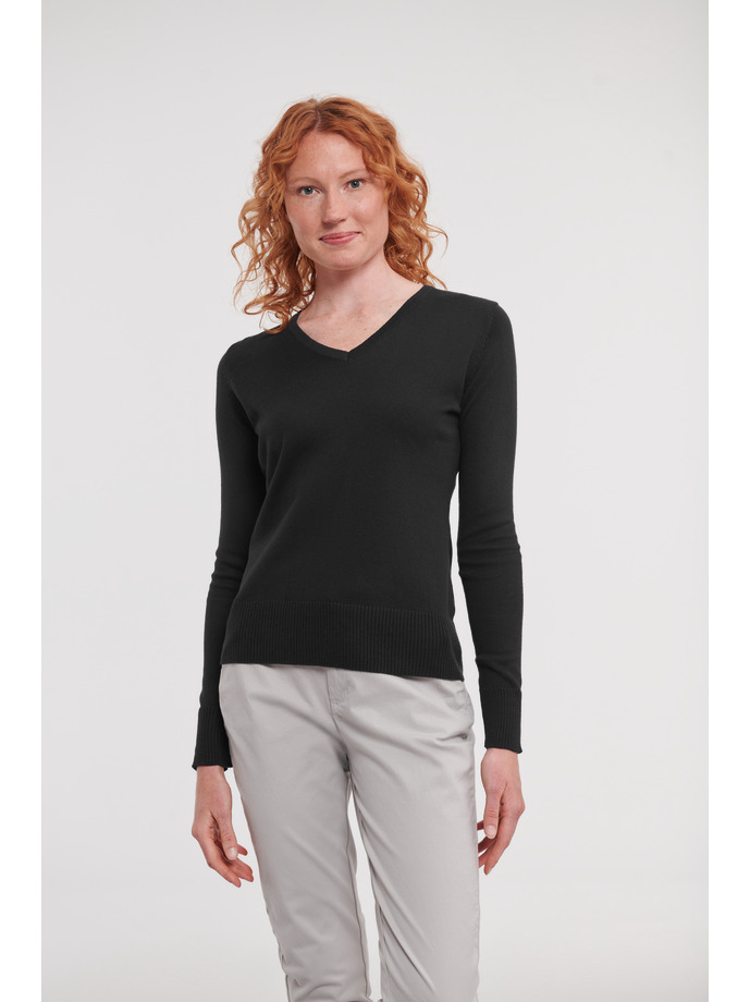 Γυναικείο Πλεκτό Πουλόβερ R-710F-0 Russell V-Neck Black