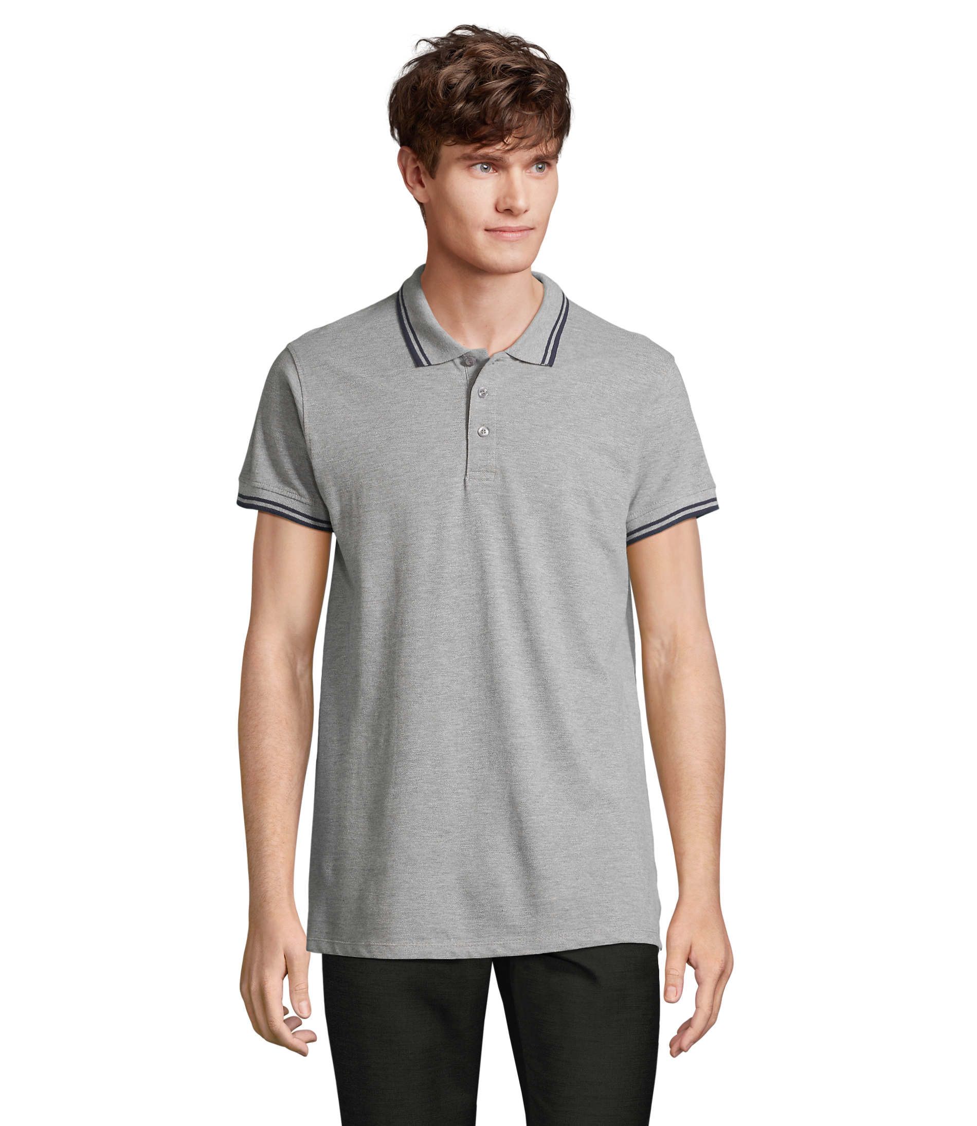Ανδρικό Polo Cotton Πικέ 00577 Sol&Apos S Pasadena Grey Melange Navy ανδρικά Μπλούζες Simple Wear