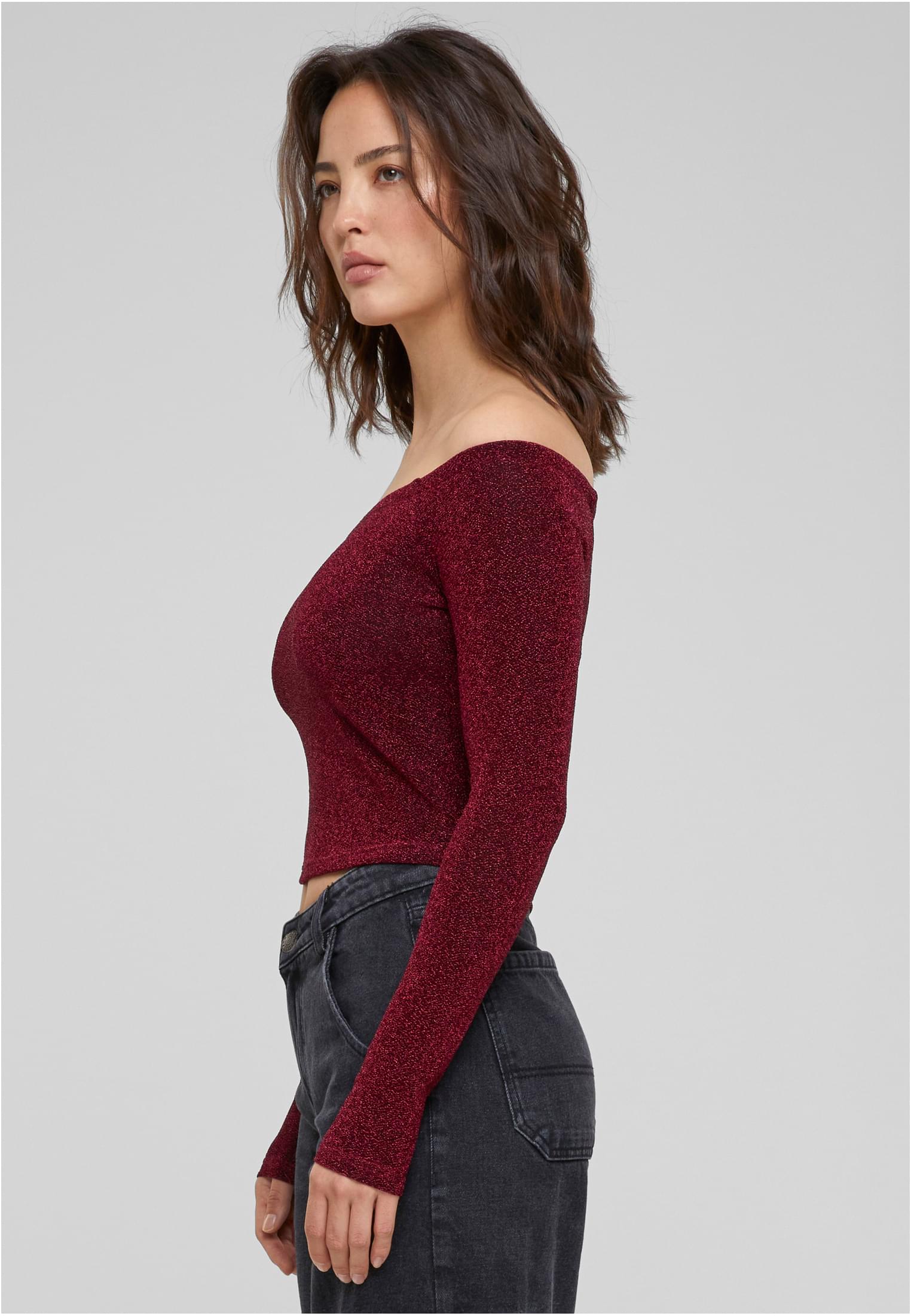 Γυναικεία Μακρυμάνικη Μπλούζα Glitter Off Shoulder TB6125-00606 Urban Classics Burgundy