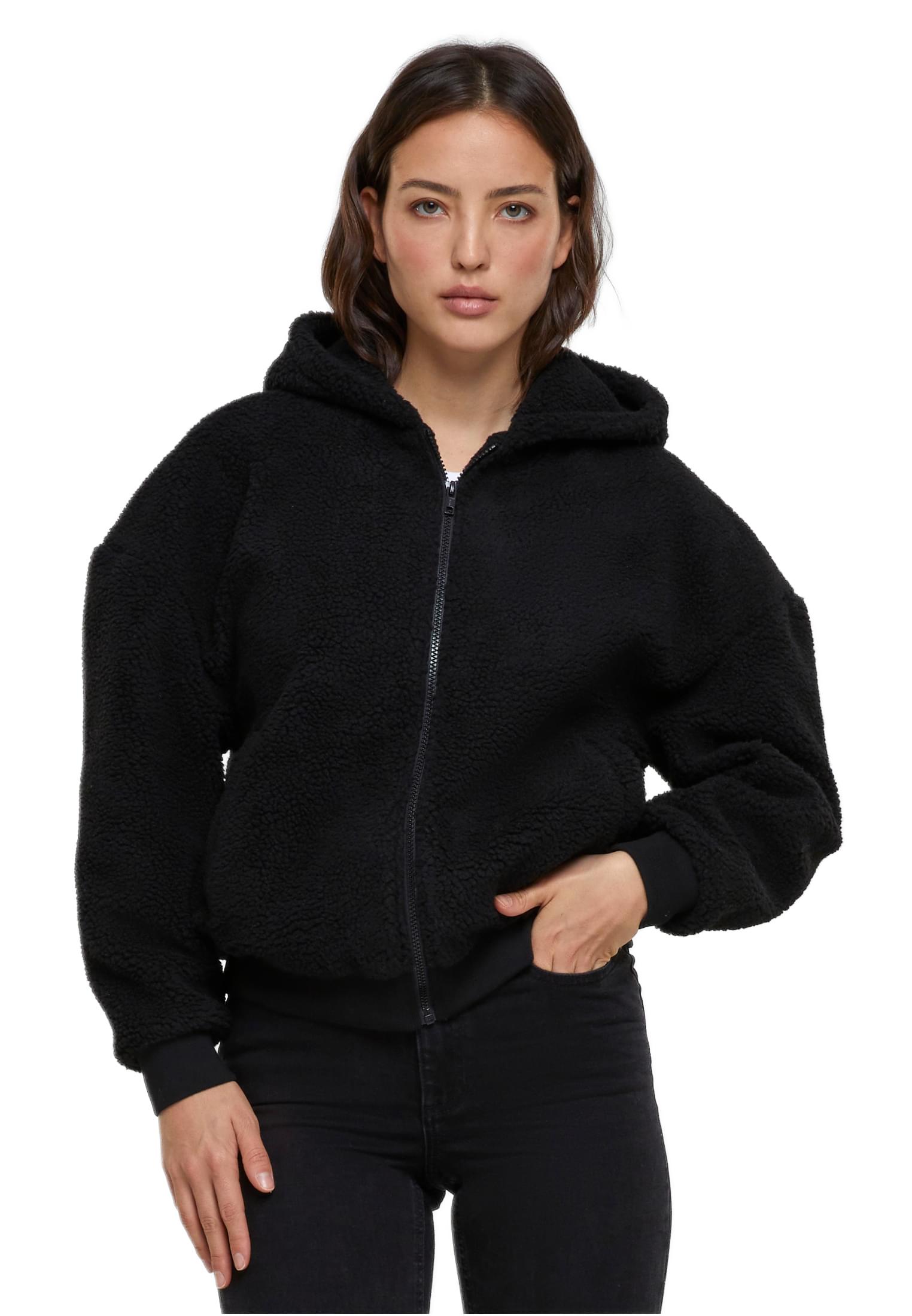 Ladies Oversized Sherpa Zip Hoody Urban Classics TB6133-00007 black