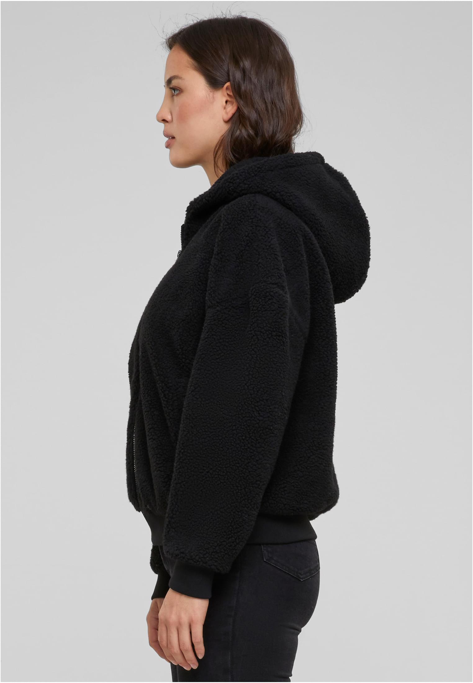 Ladies Oversized Sherpa Zip Hoody Urban Classics TB6133-00007 black