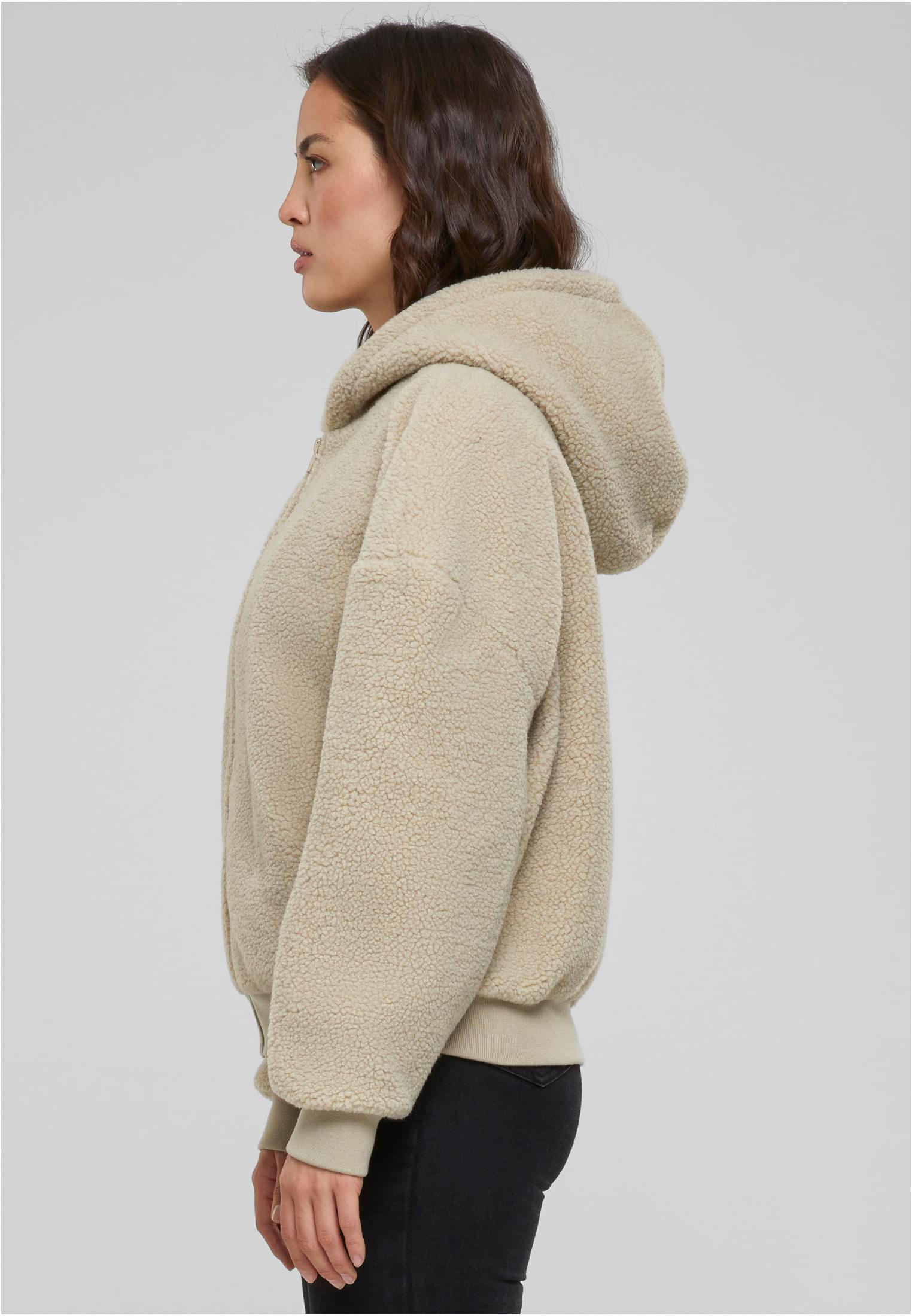 Ladies Oversized Sherpa Zip Hoody Urban Classics TB6133-04732 wetsand