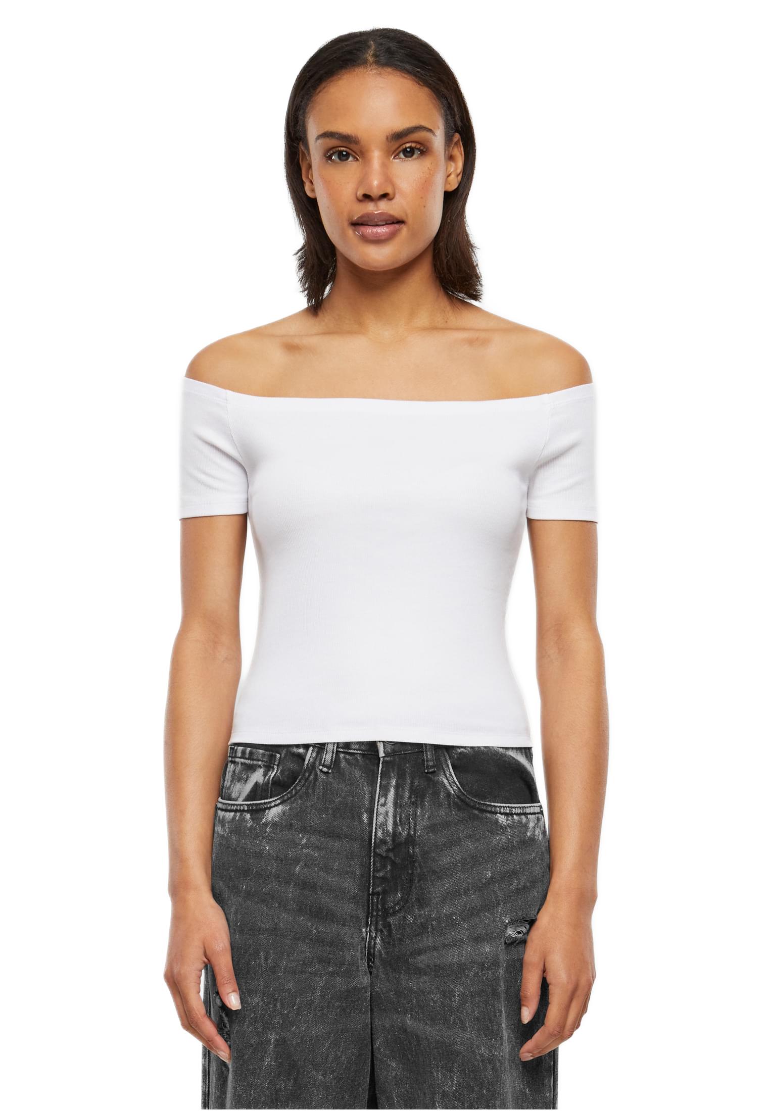 Γυναικείο Organic Off Shoulder Rib T-Shirt TB6184-00220 Urban Classics White