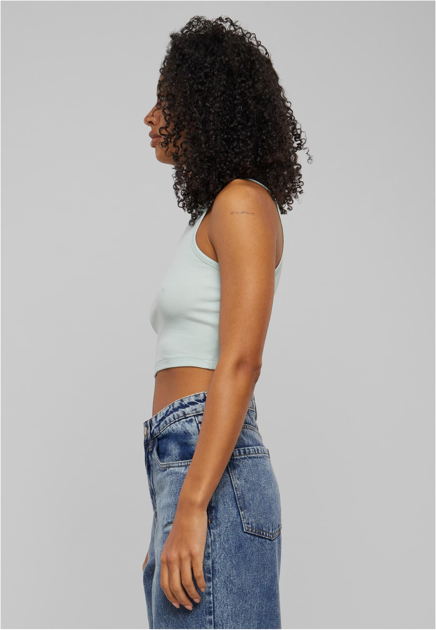 Ladies Organic Cropped Rib Top Urban Classics TB6185 frostmint
