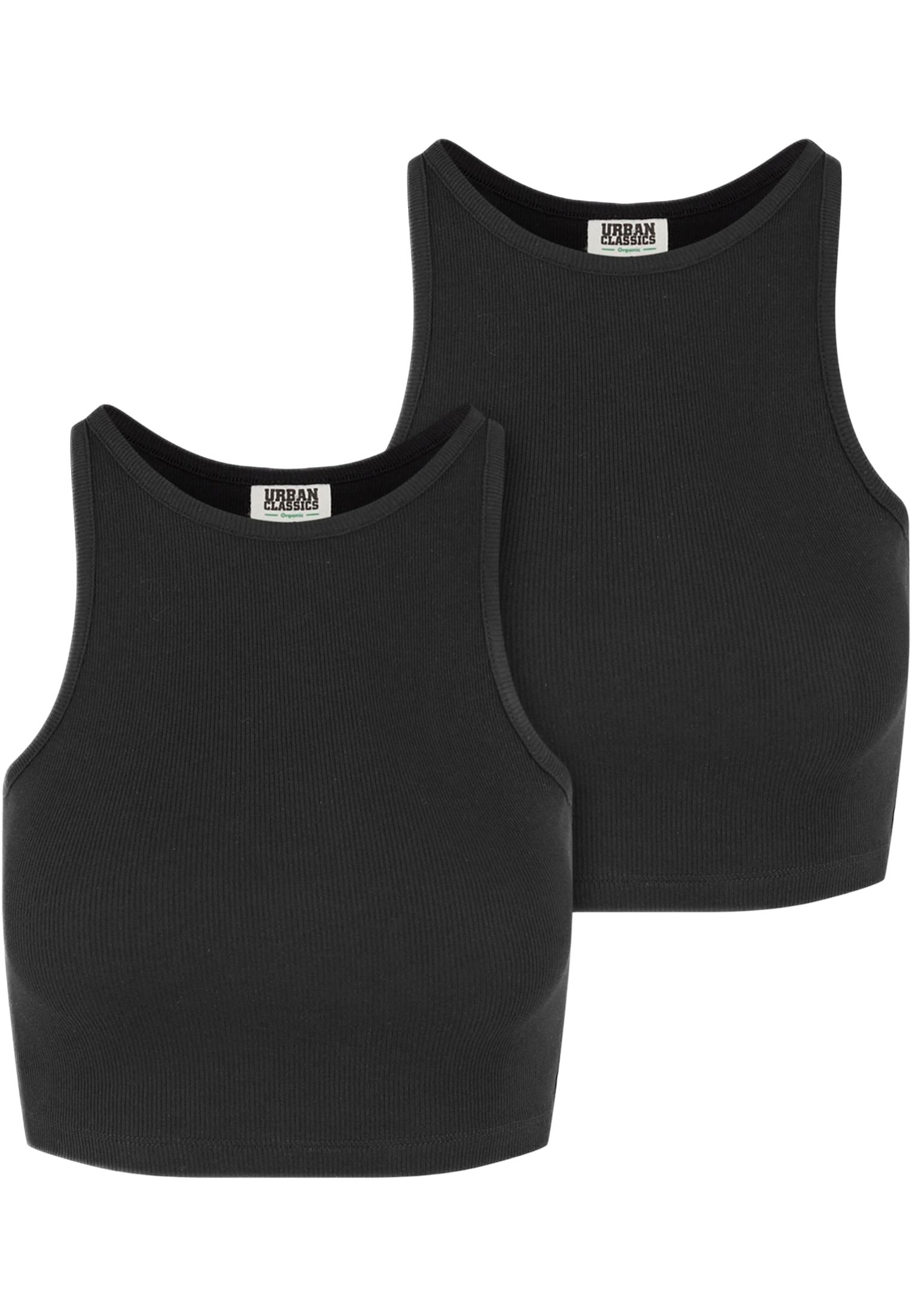 Ladies Organic Cropped Rib Top 2-Pack Urban Classics TB6185A-00825 black/black