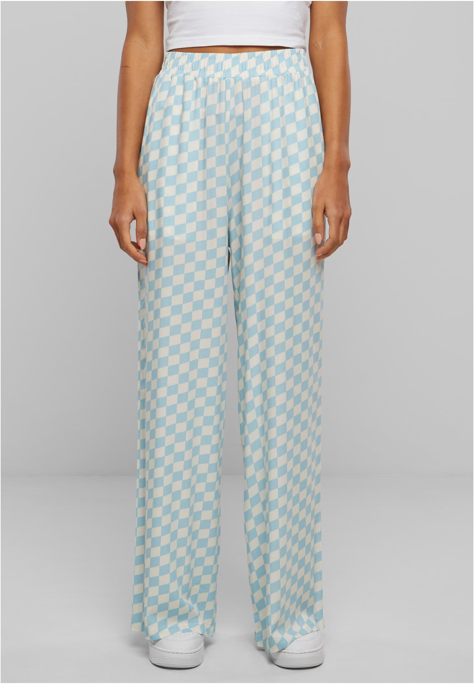 Ladies Viscose Resort Παντελόνι Urban Classics TB6218-12886 oceanbluecheck