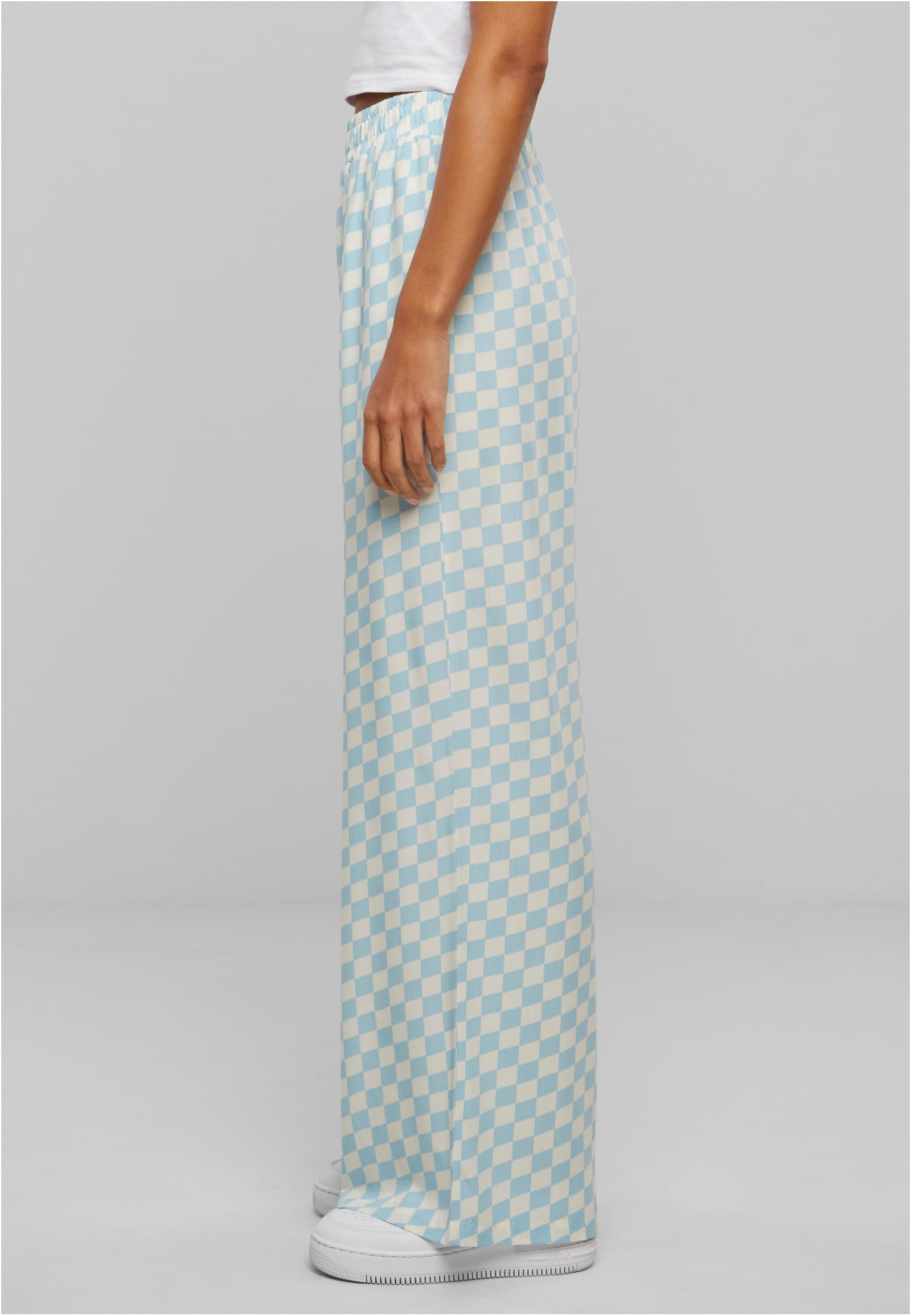 Ladies Viscose Resort Παντελόνι Urban Classics TB6218-12886 oceanbluecheck