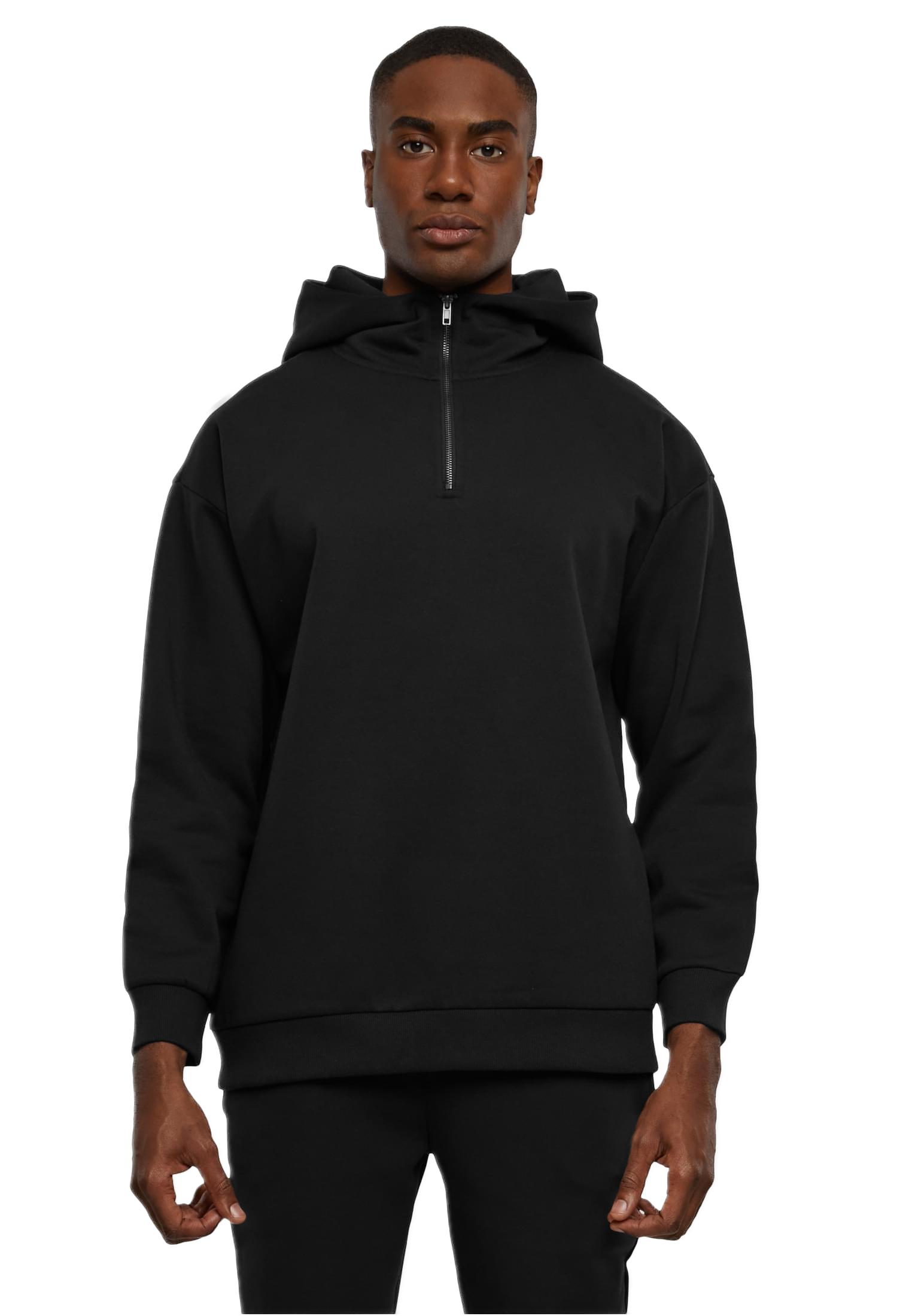 Zipped High Neck Hoodie Urban Classics TB6375 Black