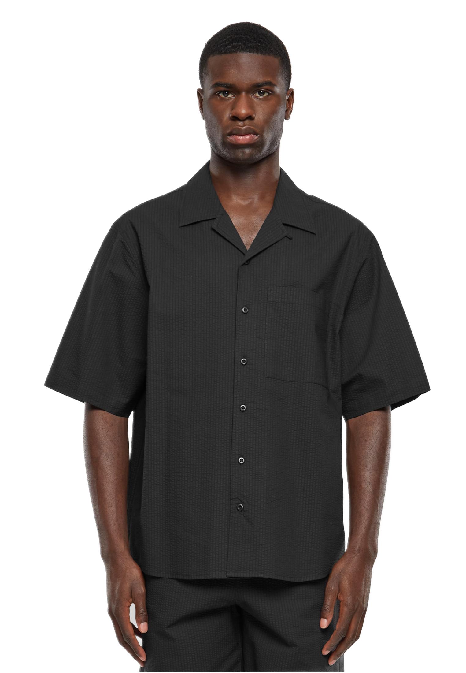 Relaxed Seersucker Κοντομάνικο Πουκάμισο Urban Classics TB6409-00007 black