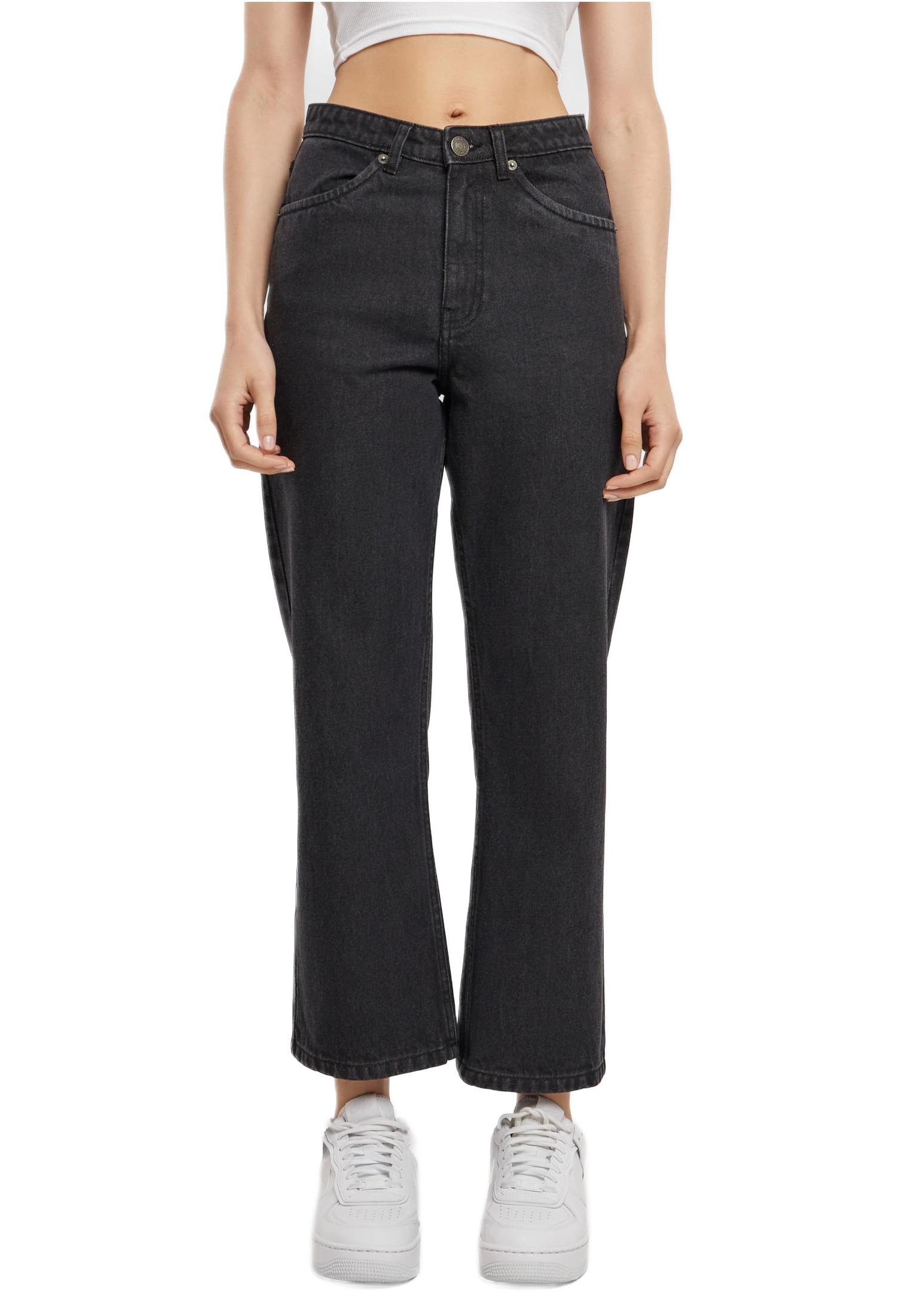 Ladies Cropped Straight Leg Denim Παντελόνι Urban Classics TB6815-00709 black washed