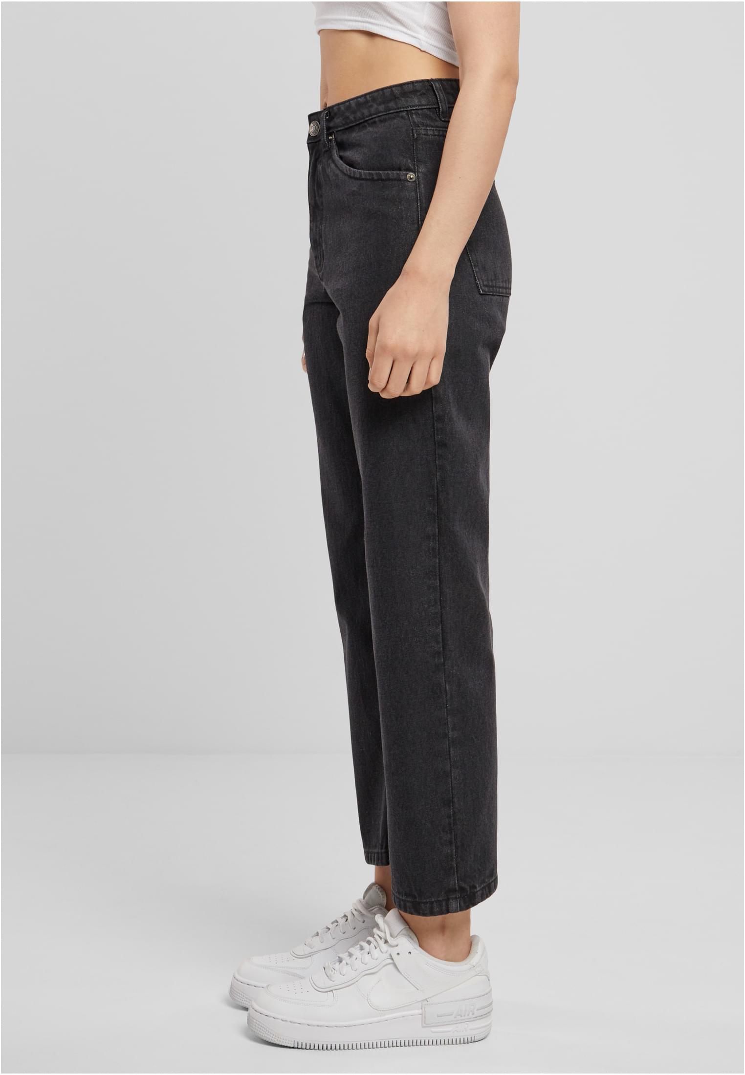 Ladies Cropped Straight Leg Denim Παντελόνι Urban Classics TB6815-00709 black washed