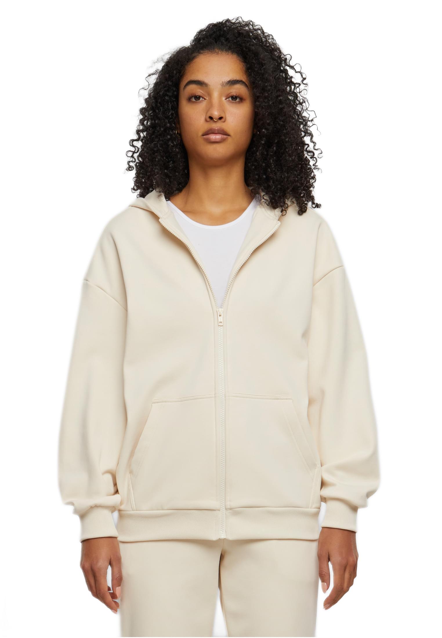 Ladies Cozy Oversized Zip Hoody Urban Classics TB6862-02903 whitesand
