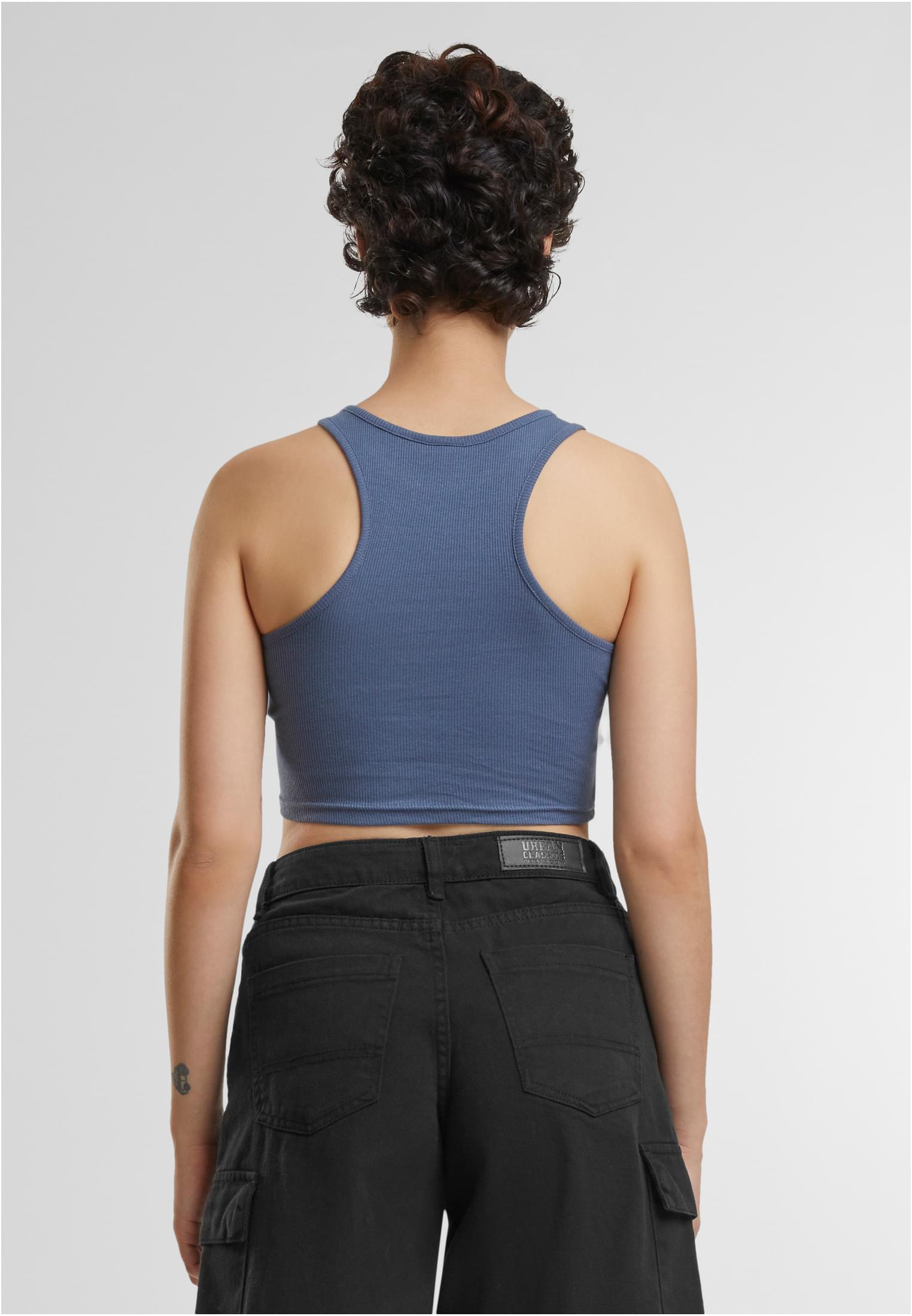 Ladies Cropped Rib Top Urban Classics TB1498-02428 Vintageblue