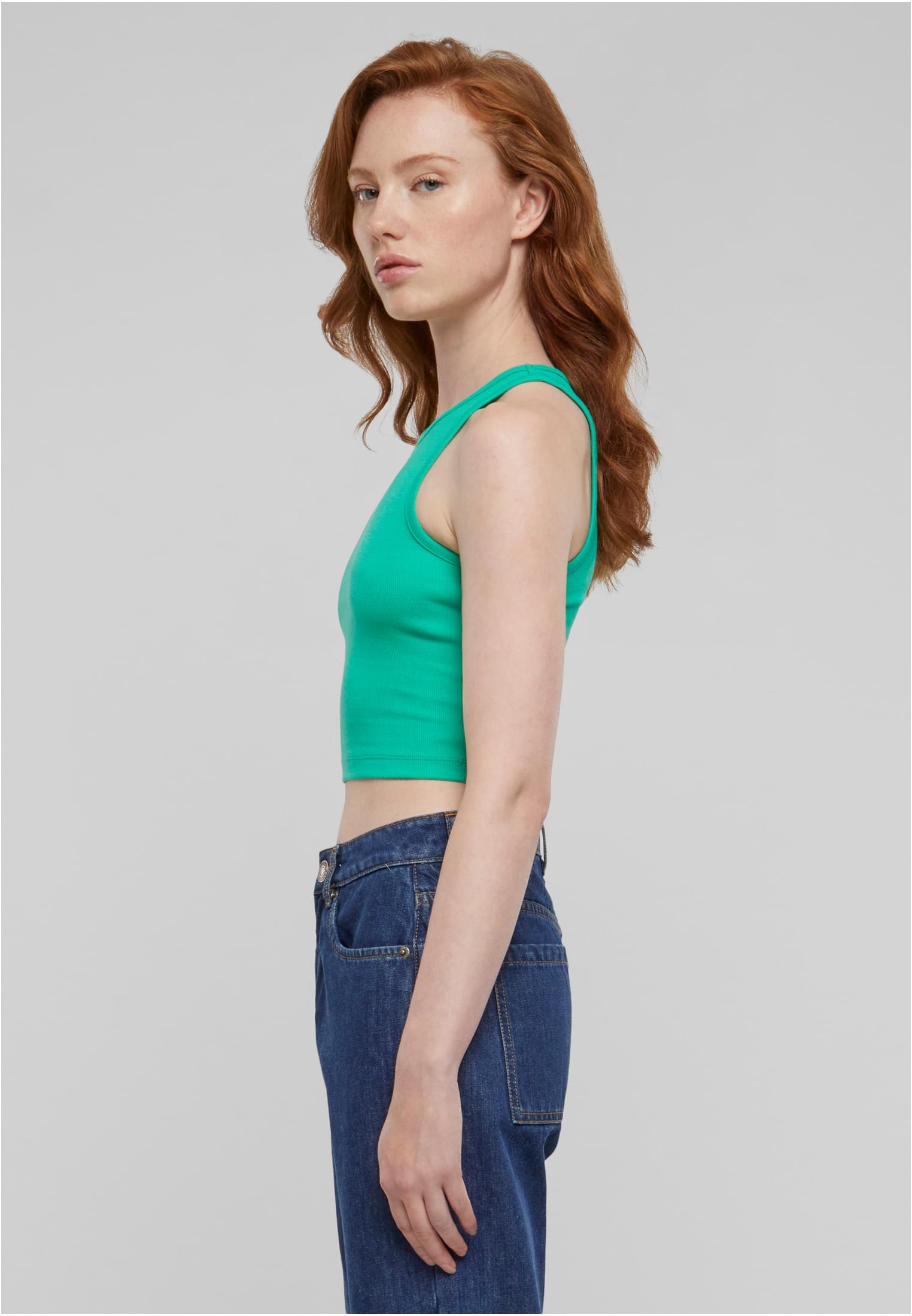 Ladies Cropped Rib Top Urban Classics TB1498-12896 Ferngreen