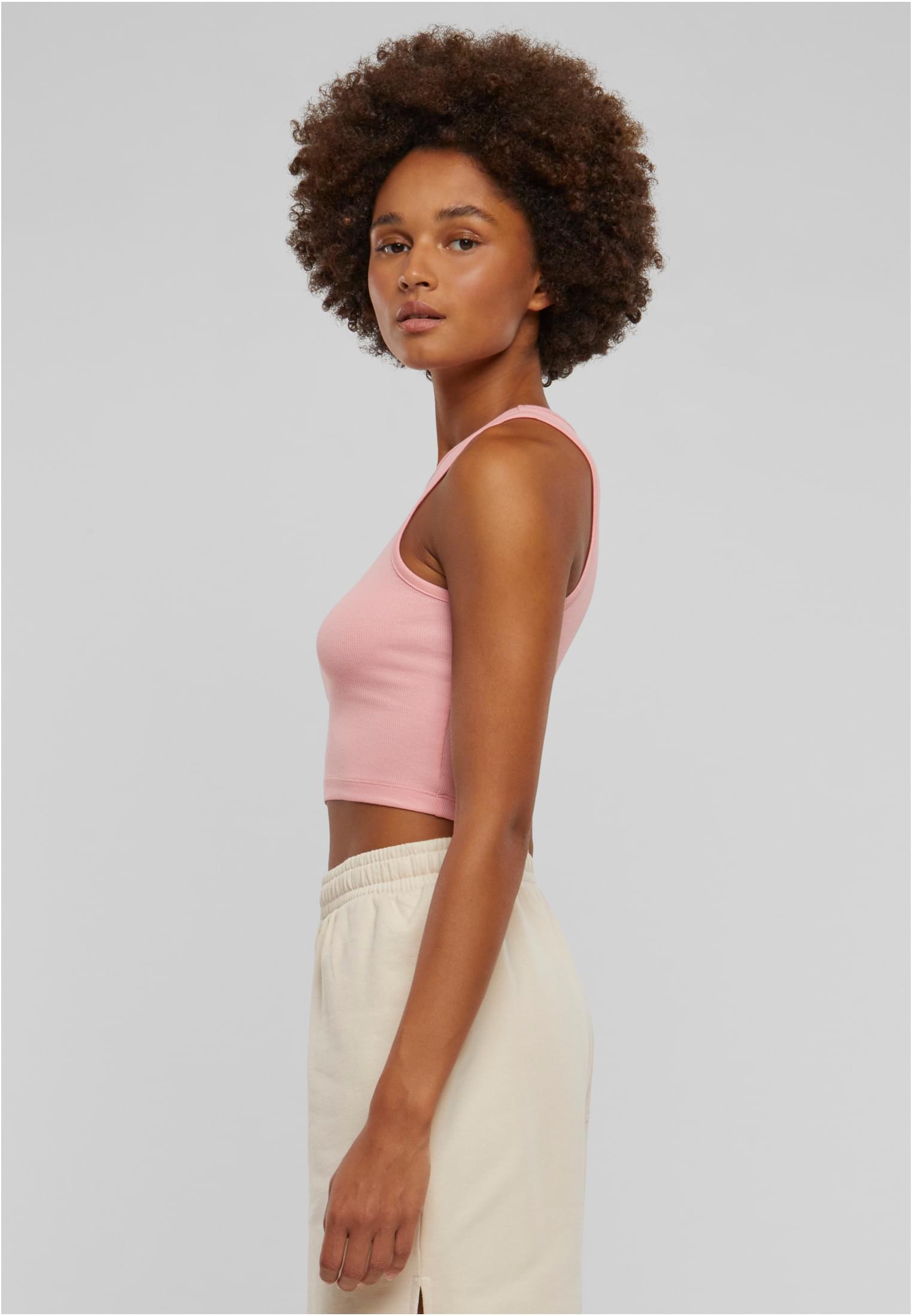 Ladies Cropped Rib Top Urban Classics TB1498-12897 Lemonadepink