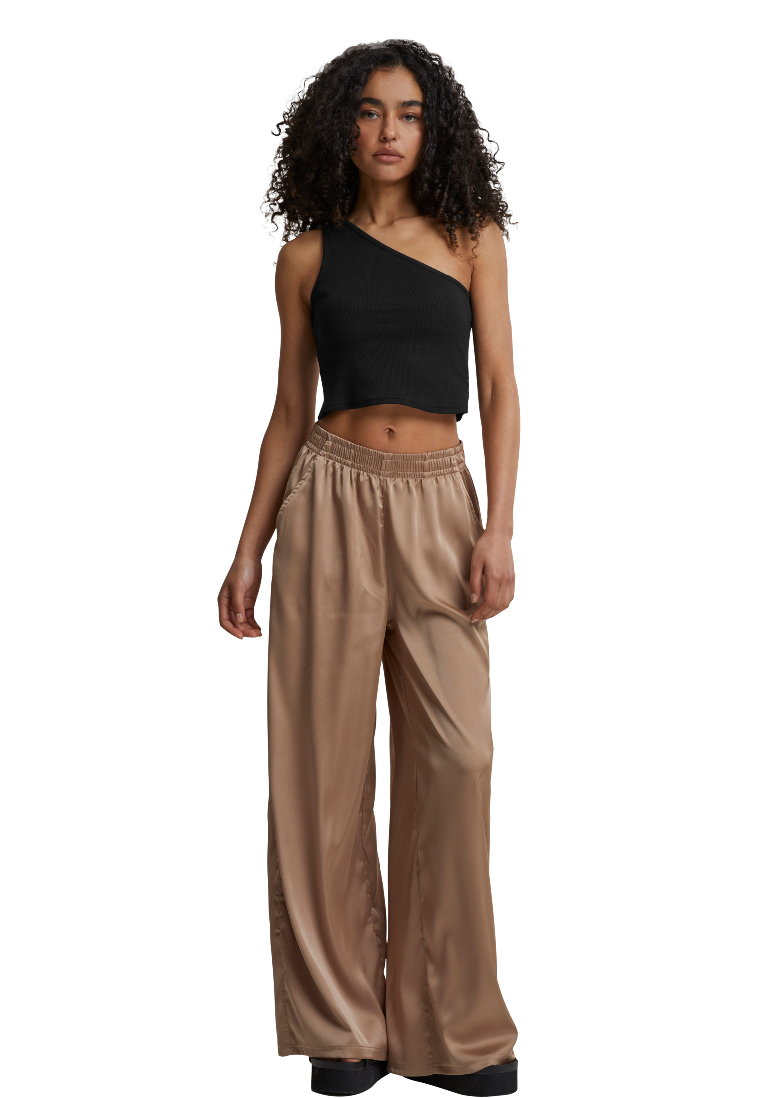 Γυναικείο Cropped Top Ασύμμετρο Tb2609 Urban Classics Black Outlet γυναικεία Simple Wear