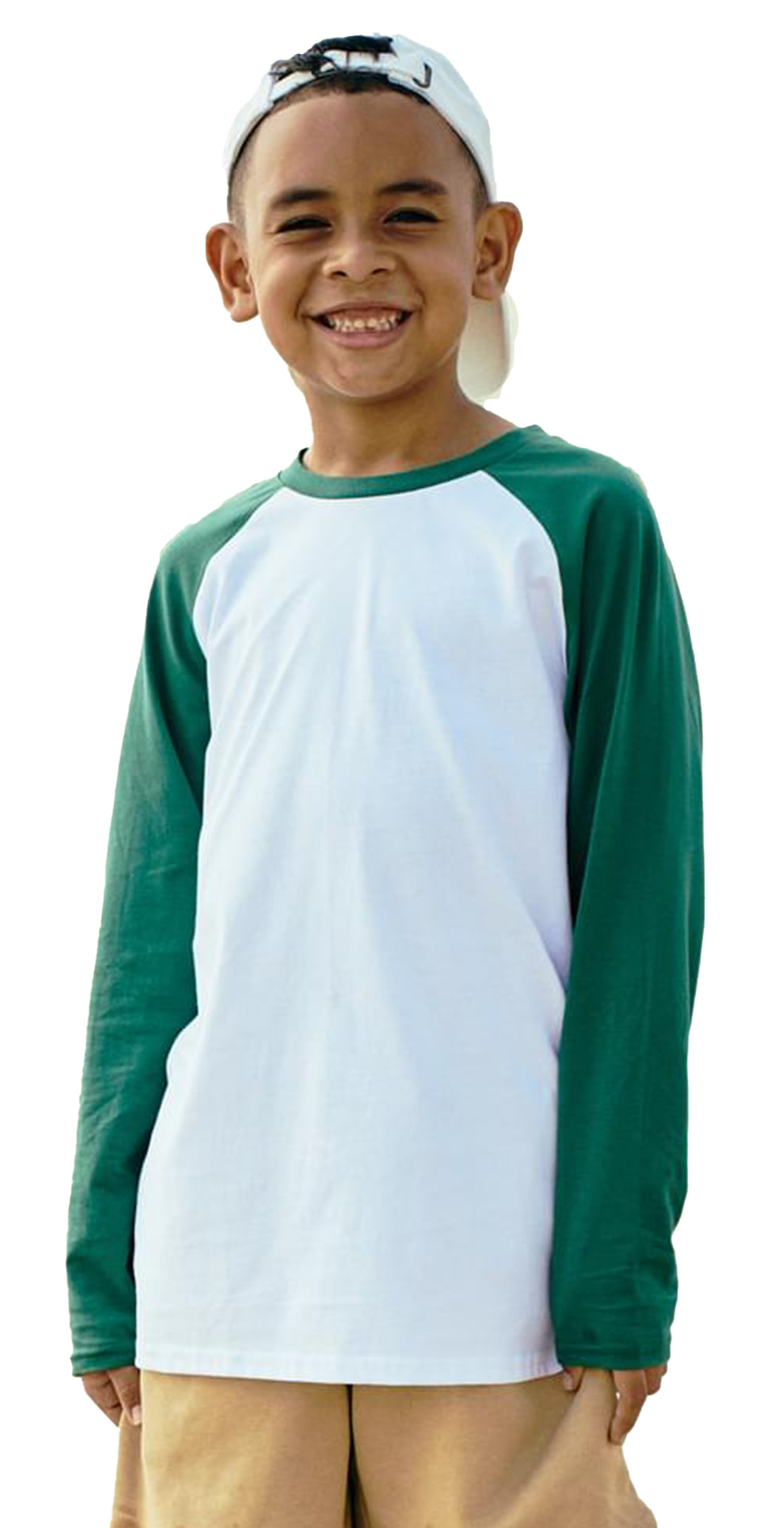Boys Organic Oversized Raglan Longsleeve Urban Classics UCK4911-01290 white/green