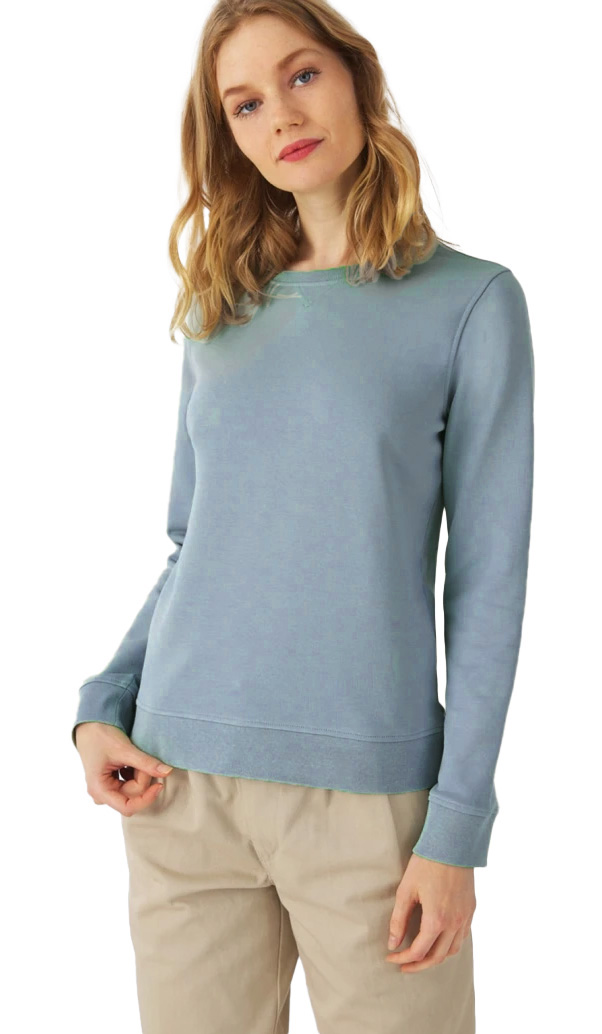 Γυναικείο Φούτερ WW32B B & C Organic Crew Neck French Terry Blue Fog