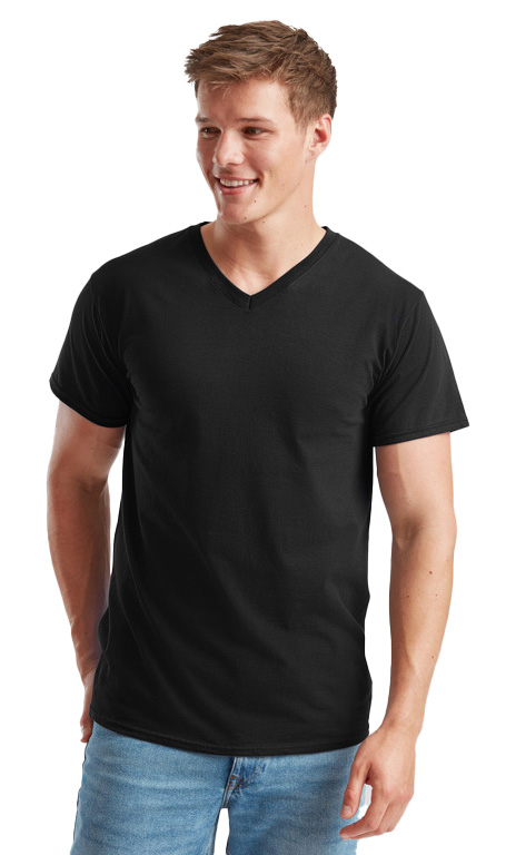T-Shirt V-Neck 61-066-0 Fruit of the Loom Valueweight Black