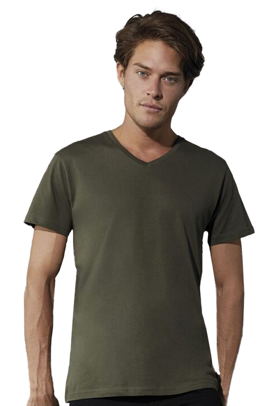 Ανδρικό T-Shirt V-Neck TM044 B & C Organic Inspire Khaki Green