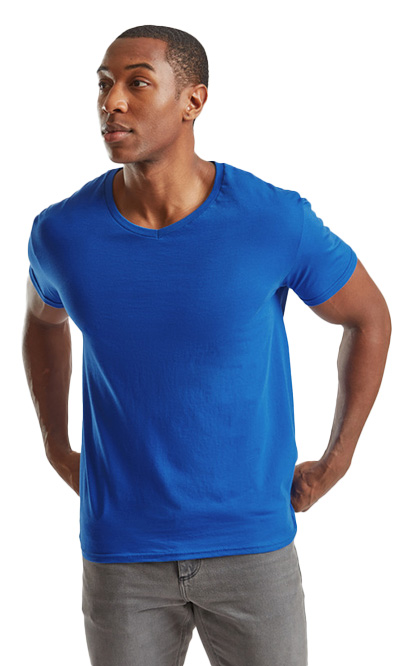 Ανδρικό T-Shirt V-Neck 61-442-0 Fruit of the Loom Iconic 150 Slim Fit Royal Blue
