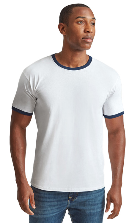 Ανδρικό T-Shirt Ringer 61-168-0 Fruit of the Loom White/Navy